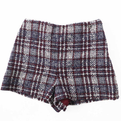 CHANEL 22AW P73601 Tweed Shorts With Rhinestone Coco Mark Navy Bordeaux White