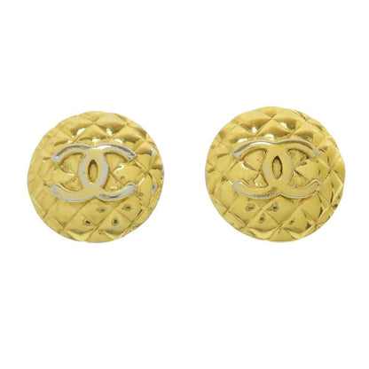 Chanel Matelasse Coco Mark Button Earrings Metal Ladies