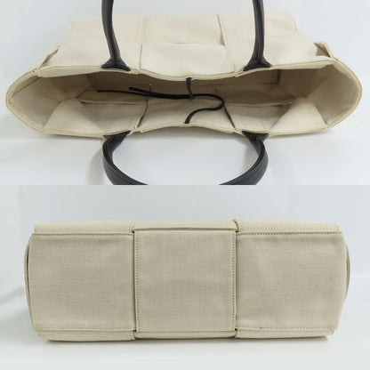Bottega Veneta Arco Medium Tote Bag Intrecciato Beige White Canvas
