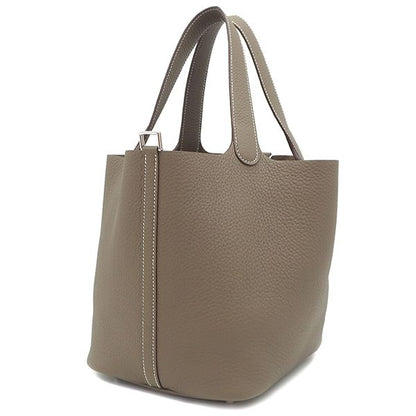 Hermes Handbag Picotin Lock MM Taurillon Clemence Etoupe Silver Hardware Never