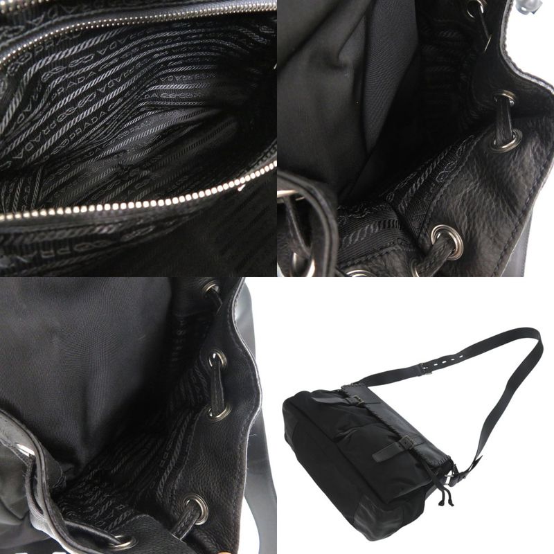 Prada Messenger Bag Bt0582 Crossbody Shoulder Bag Leather Nylon NERO 1191 Prada