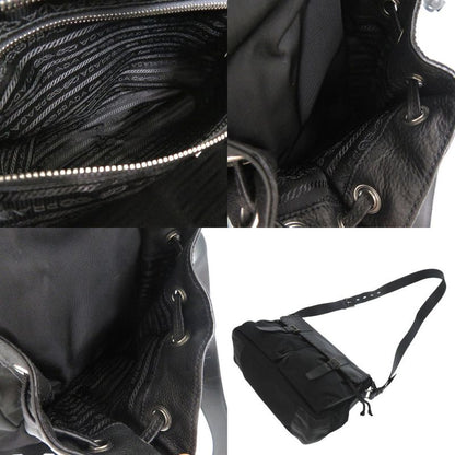Prada Messenger Bag Bt0582 Crossbody Shoulder Bag Leather Nylon NERO 1191 Prada
