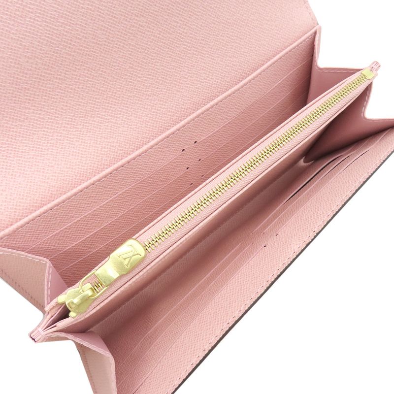 Louis Vuitton Long Wallet Portefeuille Sarah Monogram Canvas Rose Ballerine