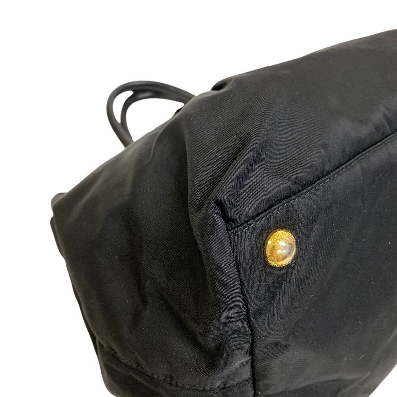 Prada Ribbon Tote Handbag Bag Cabasn Brand Black Women's