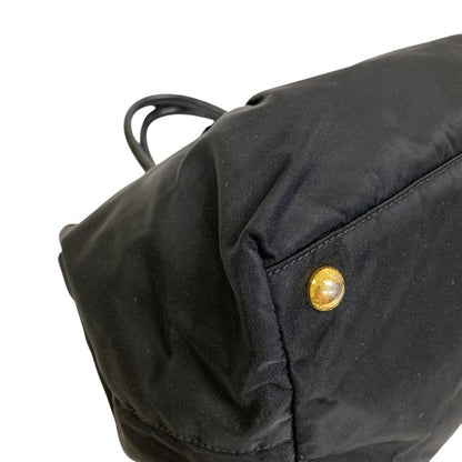 Prada Ribbon Tote Handbag Bag Cabasn Brand Black Women's