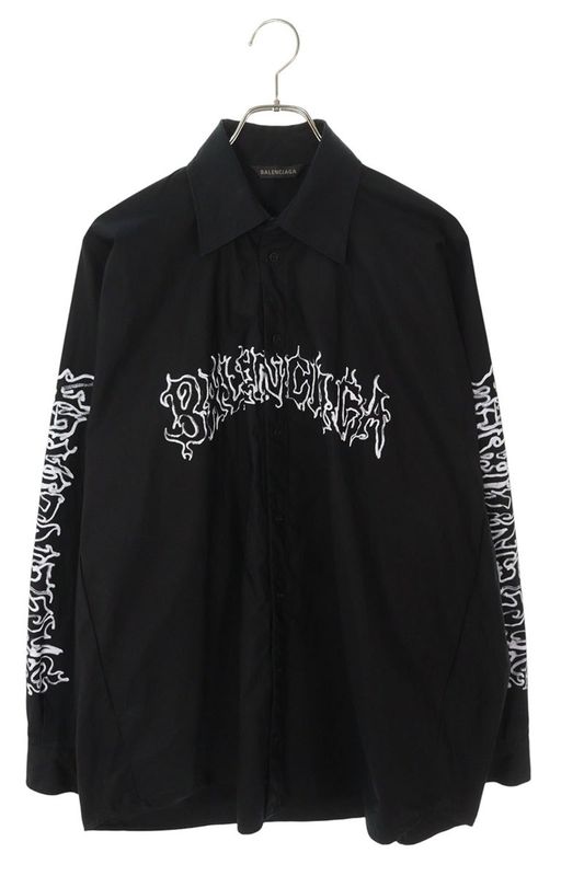 Balenciaga 773374 Tpm23 DIY Metal Logo Print Long Sleeve Shirt Men's 2