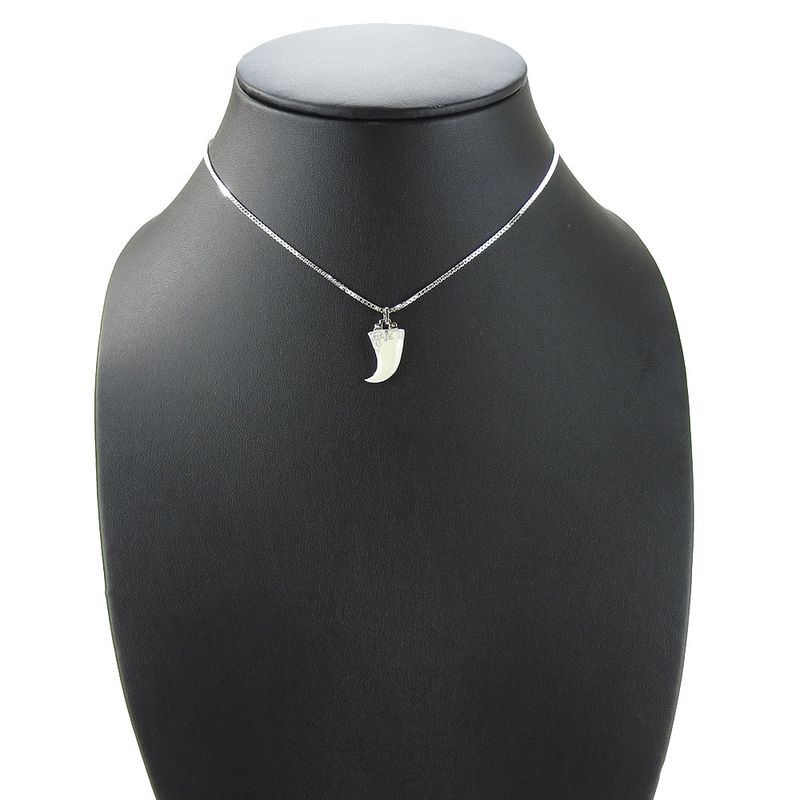 Christian Dior Necklace Metal Silver Hardware Fang Motif Plated Accessory