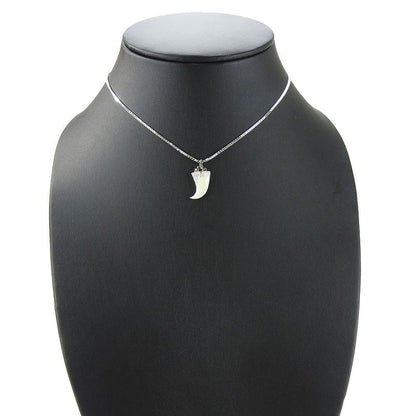 Christian Dior Necklace Metal Silver Hardware Fang Motif Plated Accessory
