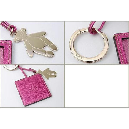 Unused Gucci Key Ring Teddy Bear With Photo Frame Metallic Pink 181533 B6t0g