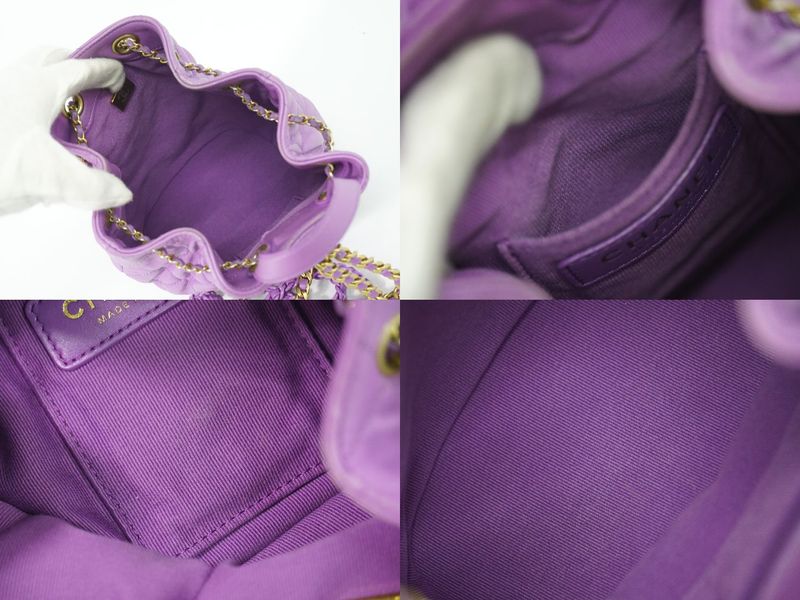 Authentic Chanel Coco Mark Matelasse Drawstring Chain Backpack Sac Backpack