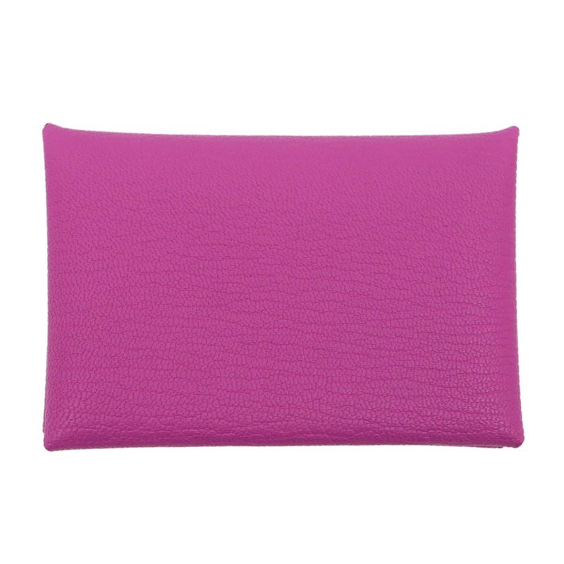 Hermes Calvi Cade Case Rose Purple Chevre W Engraved Leather Accessory