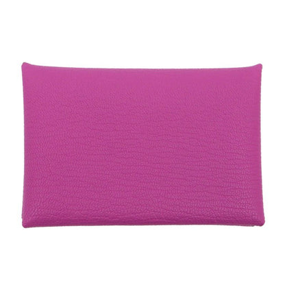Hermes Calvi Cade Case Rose Purple Chevre W Engraved Leather Accessory
