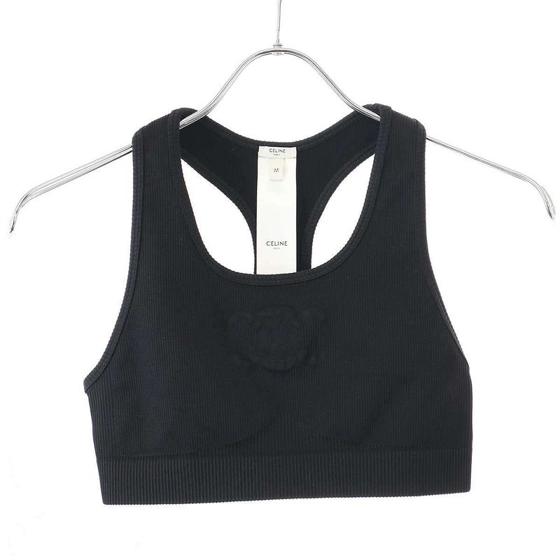 Celine Triomphe Bra Technical Jersey 2x39m547y.38no Black M