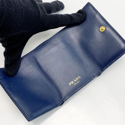 Prada Saffiano Navy Trifold Wallet Ladies