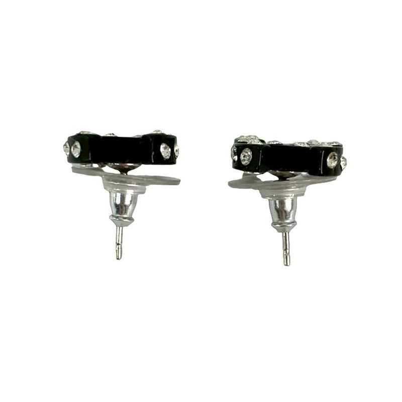 Chanel Coco Mark Motif Plastic Rhinestone Earrings Accessories 04A