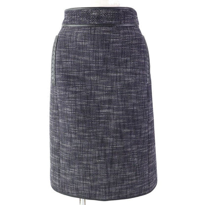 Bottega Veneta Intrecciato Leather Use Summer Tweed Skirt Tight Skirt Navy