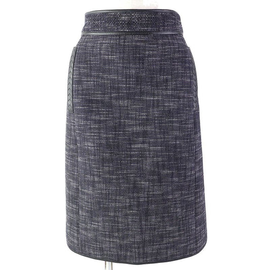 Bottega Veneta Intrecciato Leather Use Summer Tweed Skirt Tight Skirt Navy