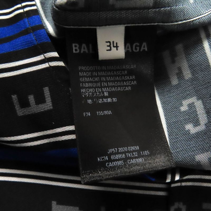 Balenciaga 20SS 658956 Striped Logo With Logo Button Oversized Long Sleeve