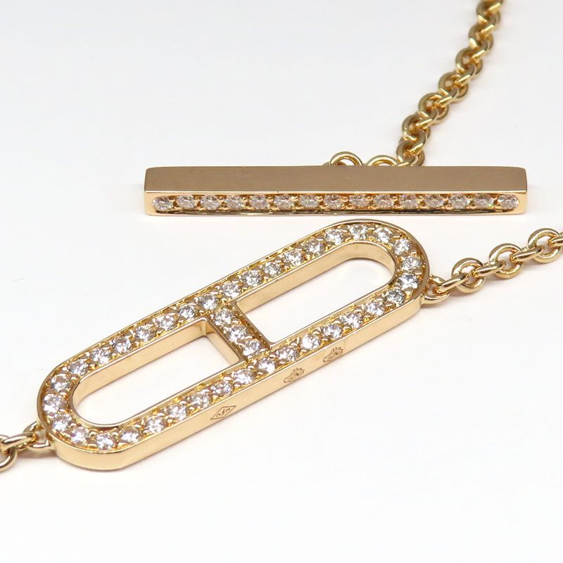 Hermes Necklace Eva-chaine D'ancre Lariat H118341b Rose Gold Diamond