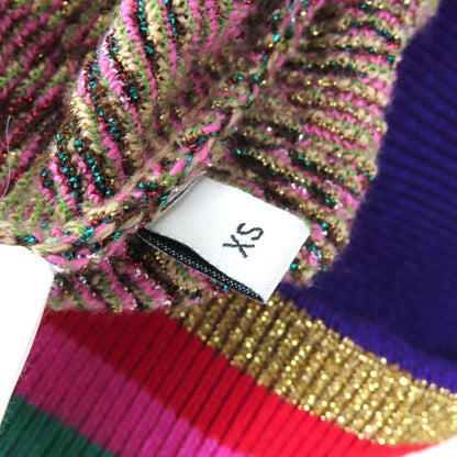 Gucci 606084 Wool Cotton GG Floral Design Lamé Yarn Knit Tight Skirt Multicolor