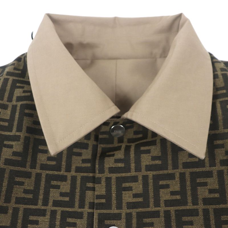  Fendi 2023 Ff0741 FF Logo Zucca Pattern Leather Use Reversible Trench Coat