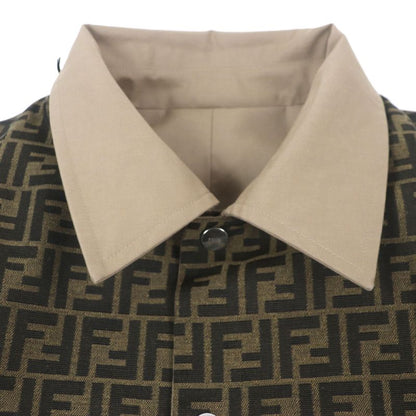  Fendi 2023 Ff0741 FF Logo Zucca Pattern Leather Use Reversible Trench Coat