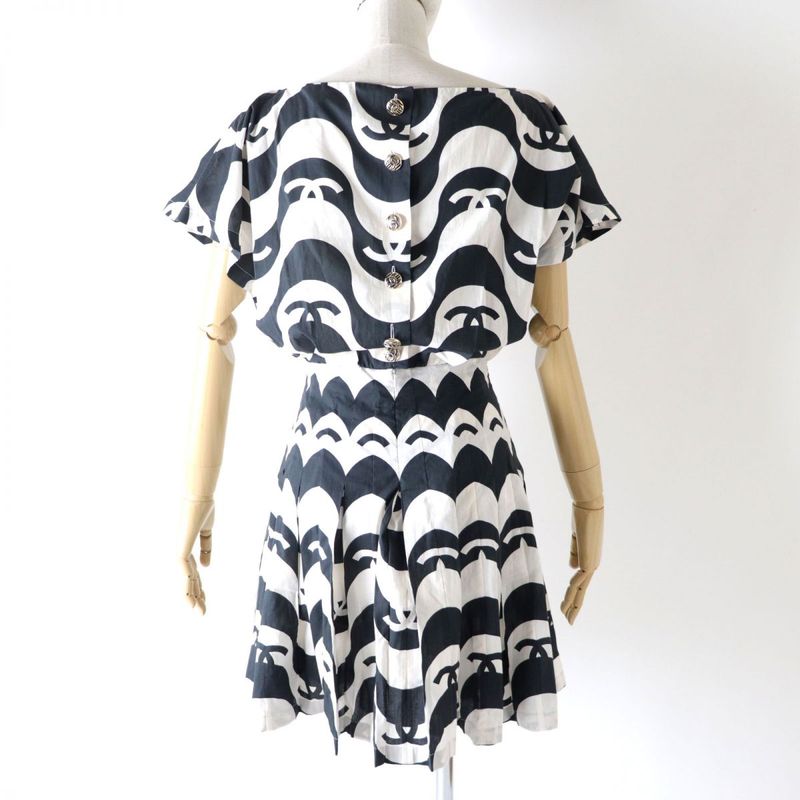 CHANEL 21P P70082 Women's Cotton Short Sleeve Dress/dress With