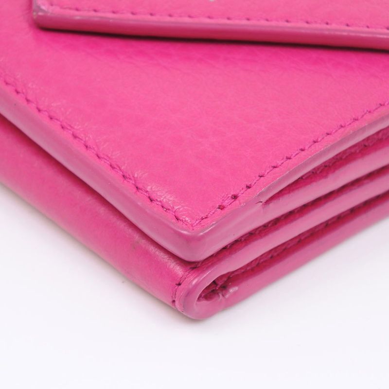 Balenciaga Paper Mini 391446 Leather Pink Women's Trifold Wallet