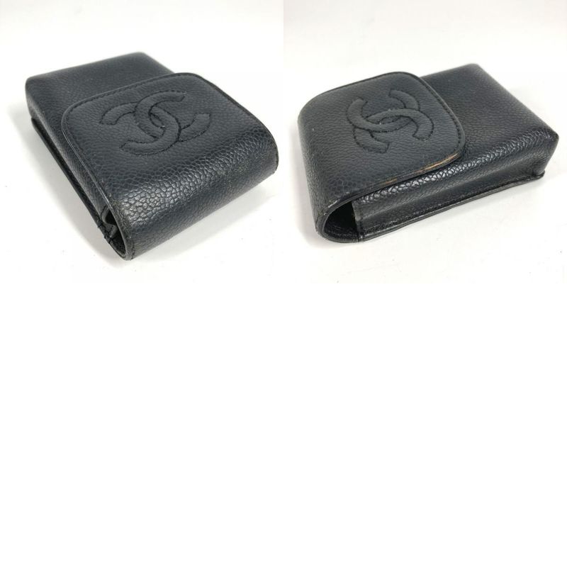 Chanel Cigarette Case CC Coco Logo A13511 Caviar Skin Black