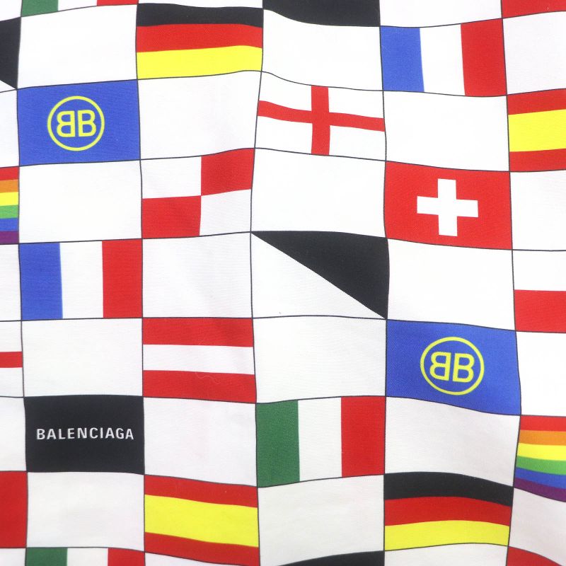 Balenciaga 18SS 556869 100% Cotton Flag Embroidered Logo Embroidery Oversized