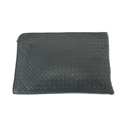 Bottega Veneta Bottega Veneta Intrecciato Gray Silver Hardware Leather Clutch