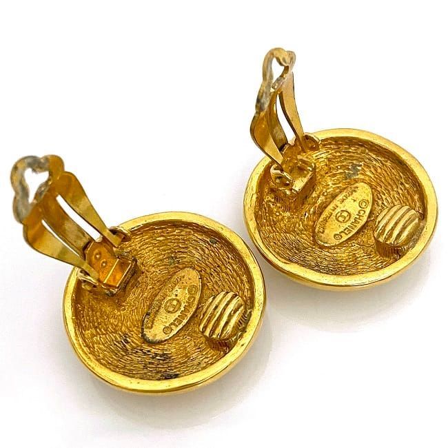 Chanel Earrings Gold Coco Mark Vintage GP