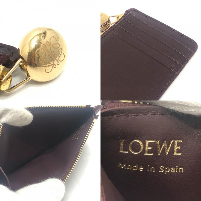 Loewe Coin Case Logo Leather Burgundy