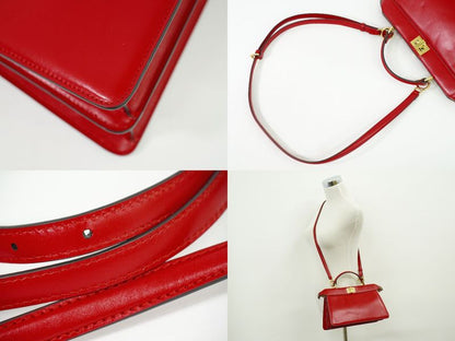 Authentic Fendi Peekaboo Icyou East West 2WAY Shoulder Bag Handbag Leather Red