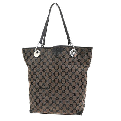 Gucci Tote Bag Canvas Leather Brown 07bs193