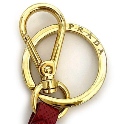 Prada Logo Key Ring Red Saffiano 1 pp067 Leather