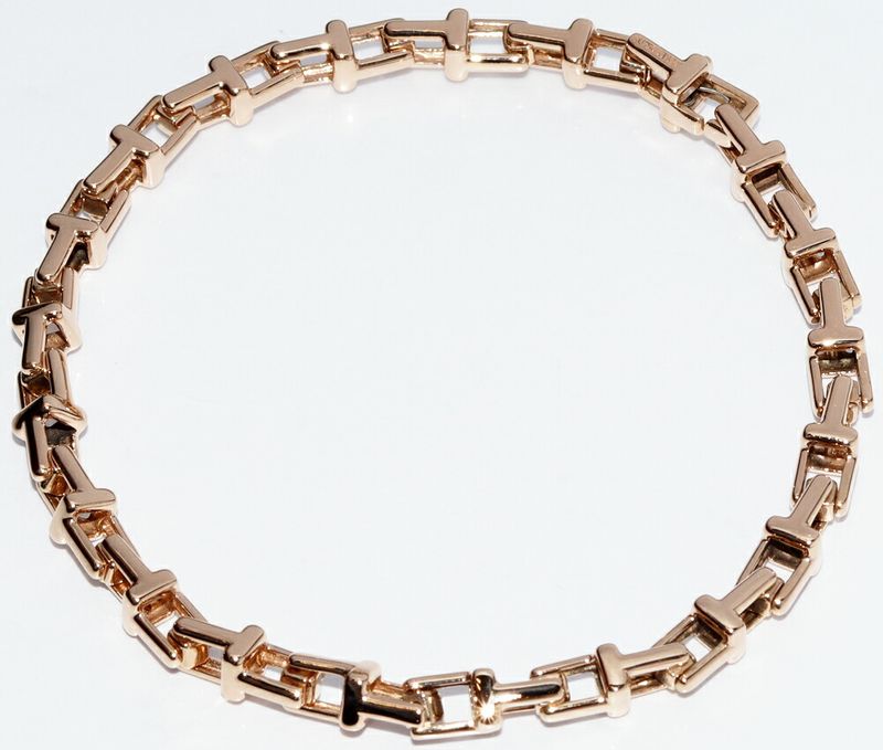 Tiffany & Co Bracelet 18K Pink Gold T Narrow Chain Bracelet