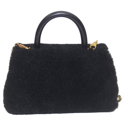 Chanel A92990 No 23 Black Coco Handle XS 24 Mouton Shearling Fur Chain Bag