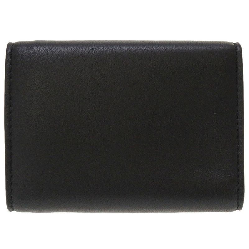 Bottega Veneta Intrecciato Compact Wallet Leather Black Trifold Wallet Purse