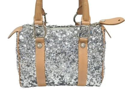 Dior Mini Boston Bag Sequin Leather Silver — view 3