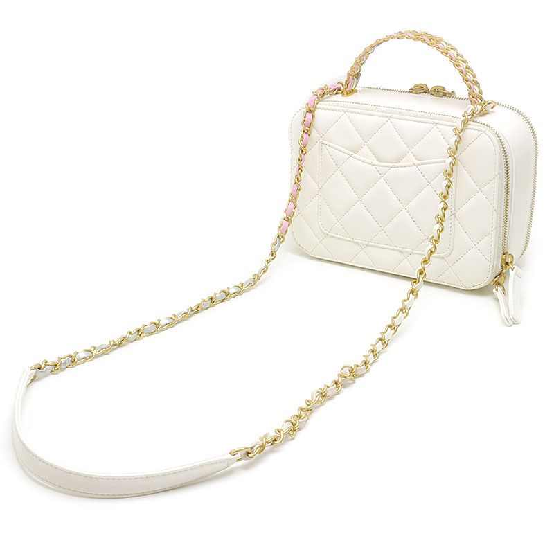 Chanel Matelasse Vanity Bag White 2WAY Chain Shoulder