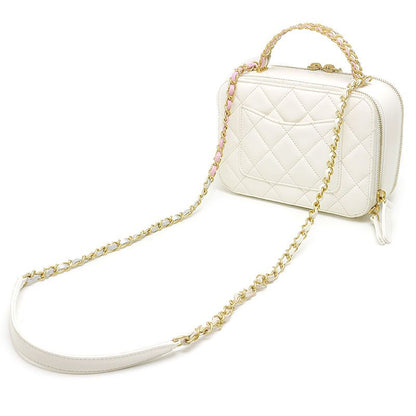 Chanel Matelasse Vanity Bag White 2WAY Chain Shoulder