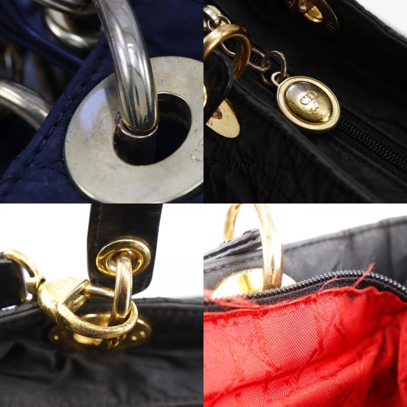 [dior] Christian Dior Lady Dior Canage 2WAY Shoulder Nylon Black Ladies Handbag