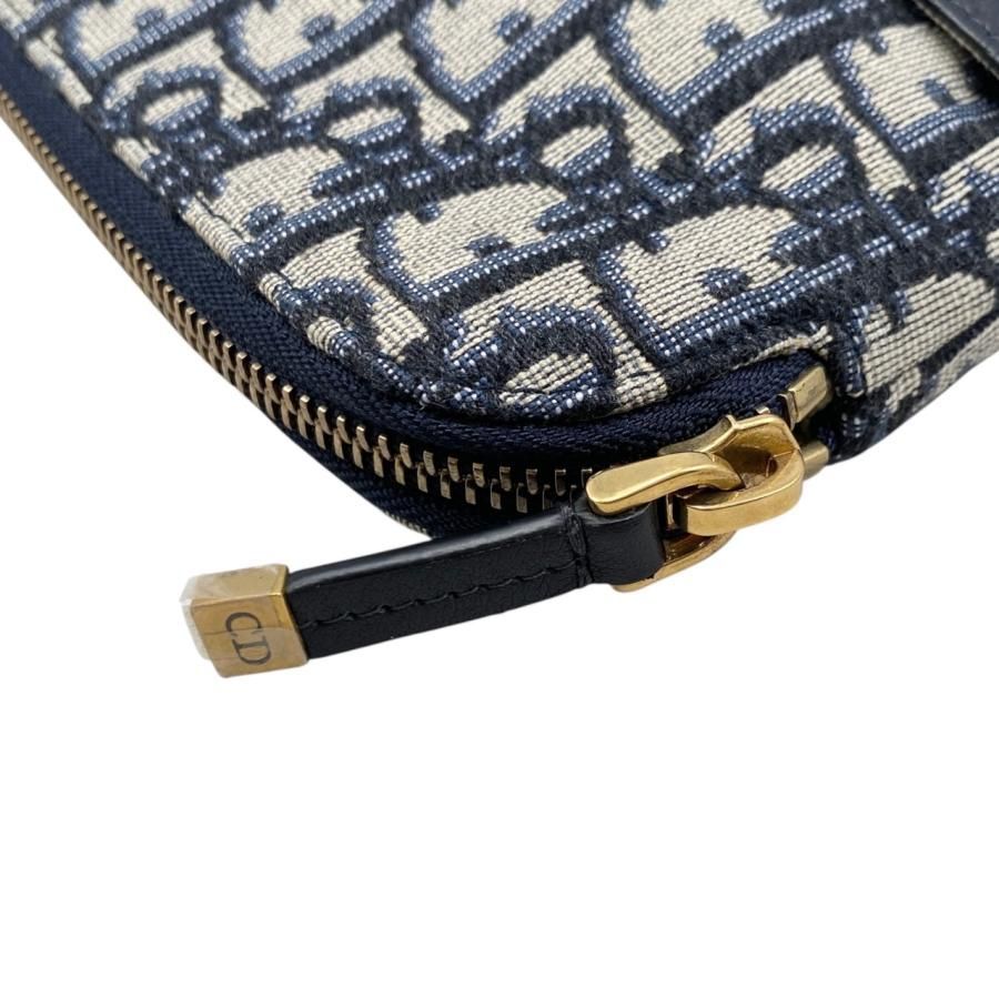 Christian Dior Pouch Travel Kit Oblique Navy Beige Gold Hardware