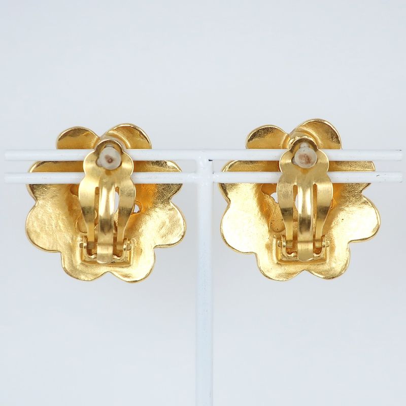 Chanel Flower Coco Mark Vintage Gold Plated 96P Ladies 23.6g Earring