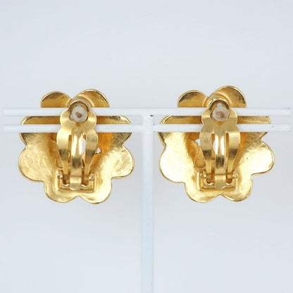 Chanel Flower Coco Mark Vintage Gold Plated 96P Ladies 23.6g Earring