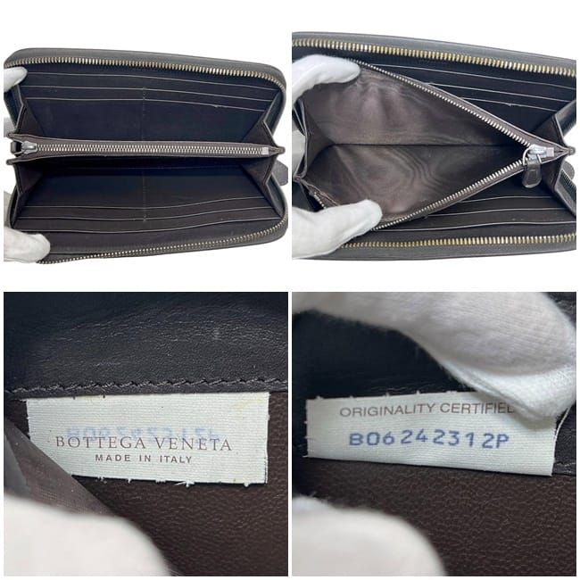 Bottega Veneta Round Zipper Long Wallet Brown Intrecciato Excellent Condition