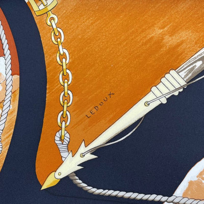 Hermes Carre 90 1982 Gronland Greenland Eskimo Dog Sled Silk Scarf Black