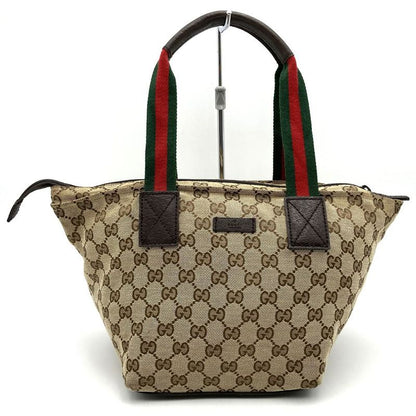 Gucci 131128 GG Canvas Sherry Line Handbag Leather Ladies Men Vintage Fashion
