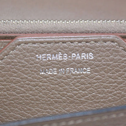 Hermes Passant Long Origan Leather Brown Wallet Silver